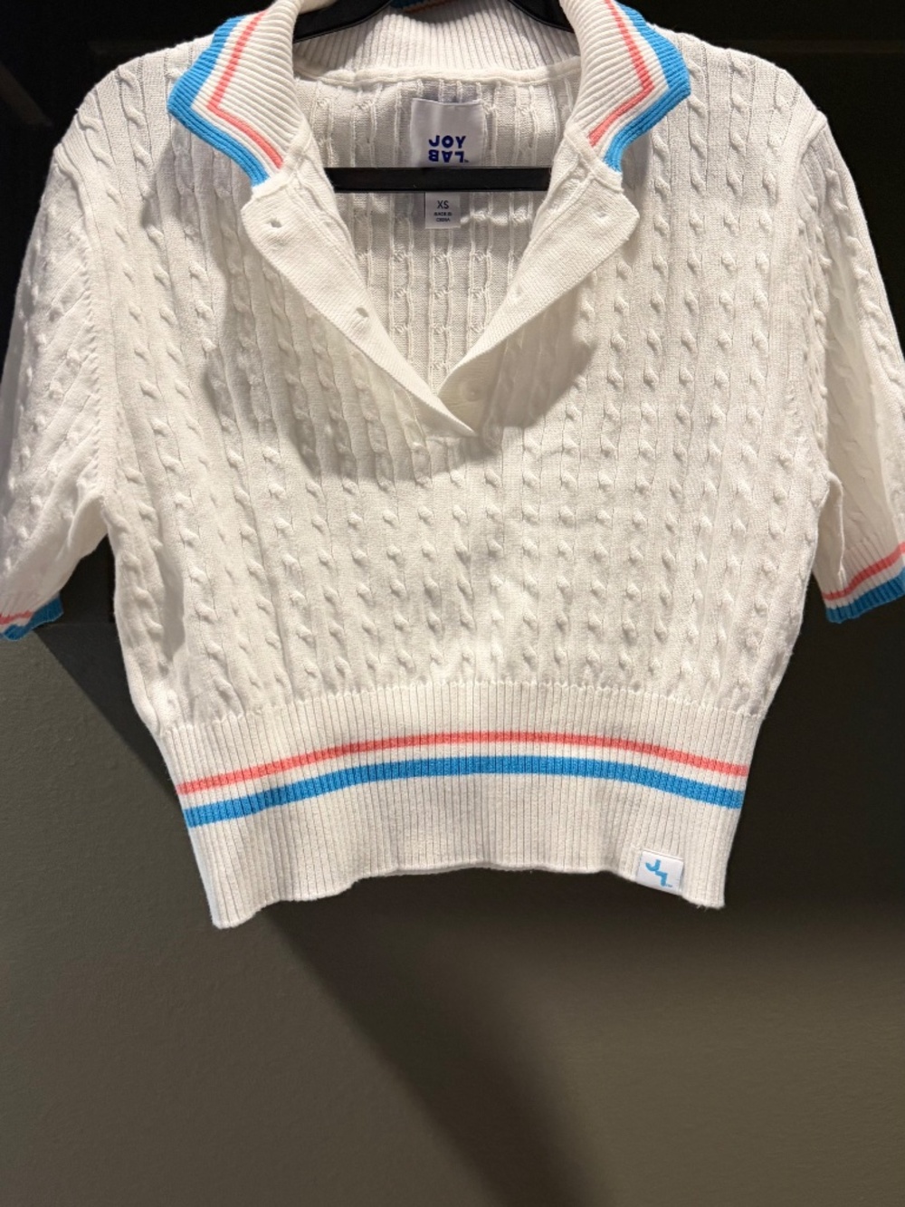 JoyLab cropped cable-knit polo sweater - Picture 2 of 5
